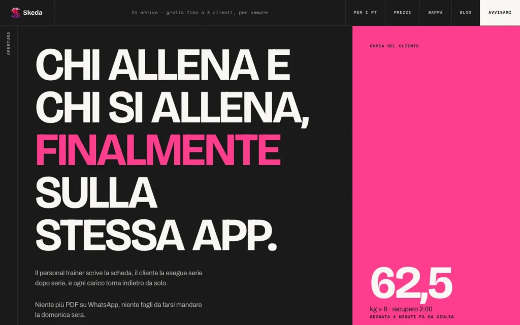La home page di skeda.fit